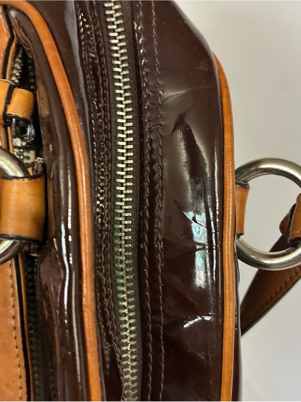 COACH Y2K Brown Patent Leather Signature Shoulder Bag F20065 12x7” - Picture 7 of 10